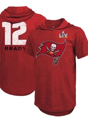 Tampa Bay Buccaneers Red Hooded Tee - Brady #12 women's  XL